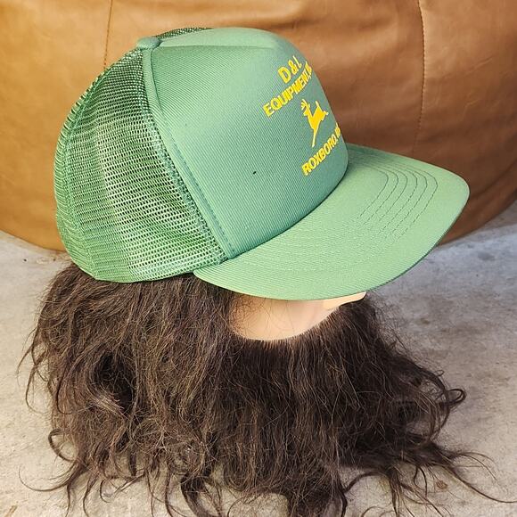 VTG 80s D&L Equipment John Deere Hat Green Mesh Snapback Roxboro NC Capital OSFA - Picture 4 of 8